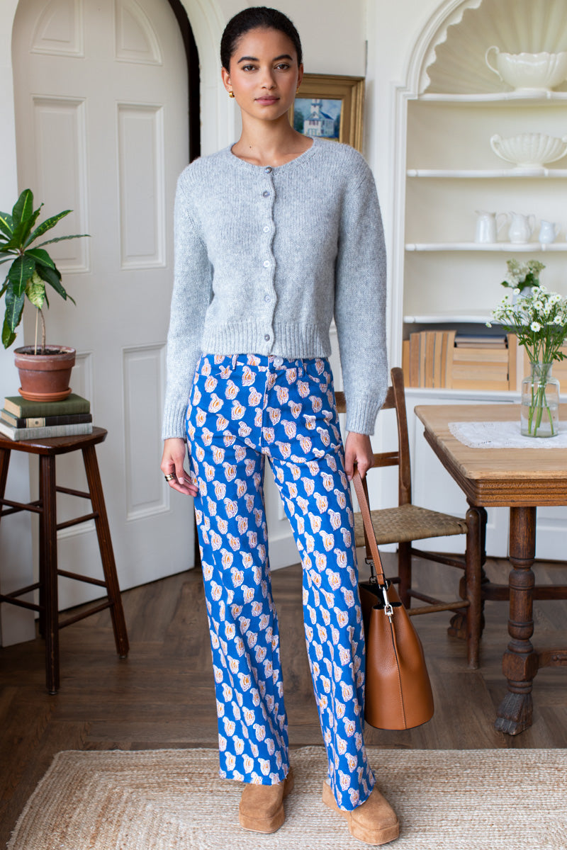 Everyday Pant - Blue Paisley Flowers Organic