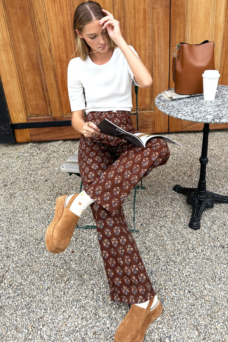 Everyday Pant - Library Flowers Cocoa Organic