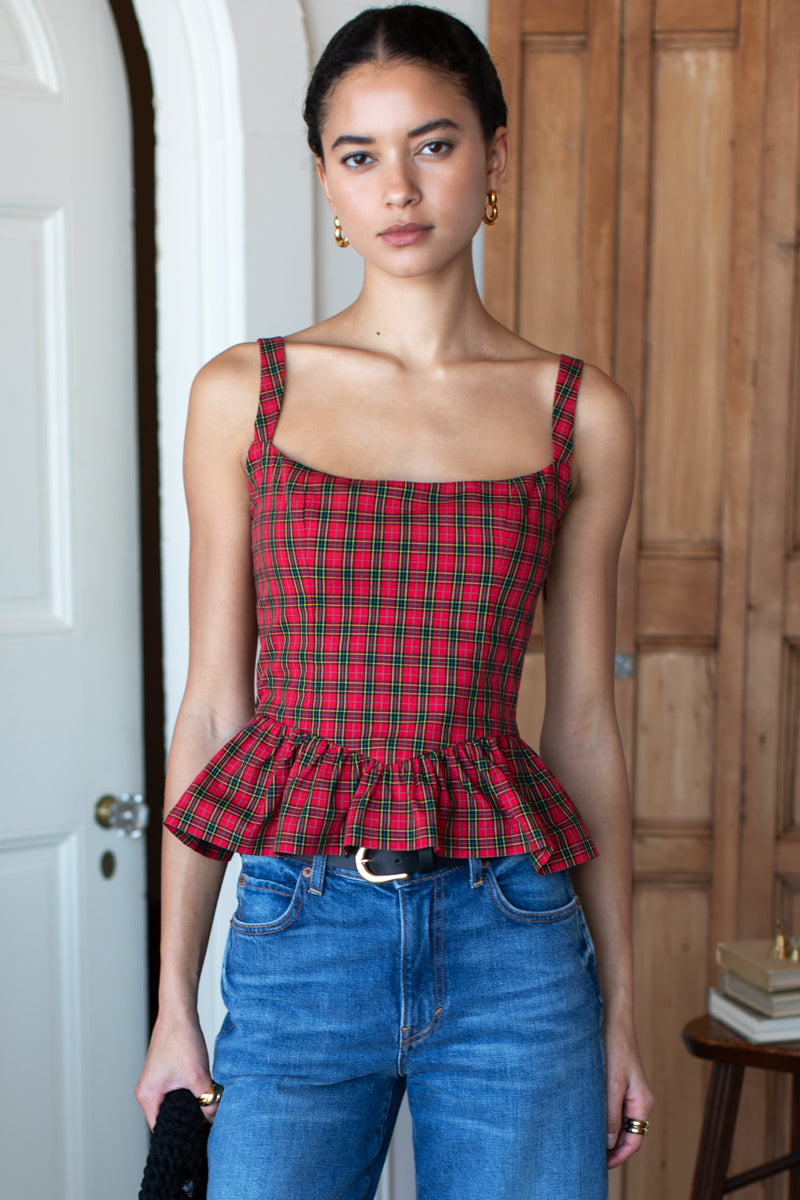 Jour Basque Top - Vivienne Plaid