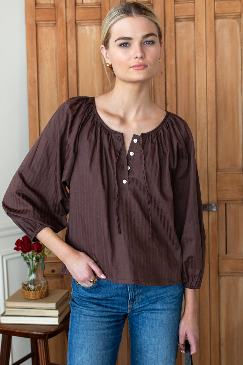 Lucy Blouse 3 - Vintage Chestnut Stripe