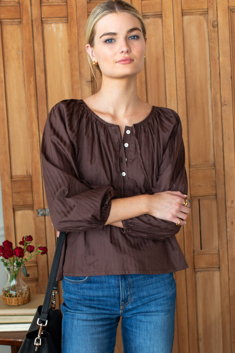 Lucy Blouse 3 - Vintage Chestnut Stripe