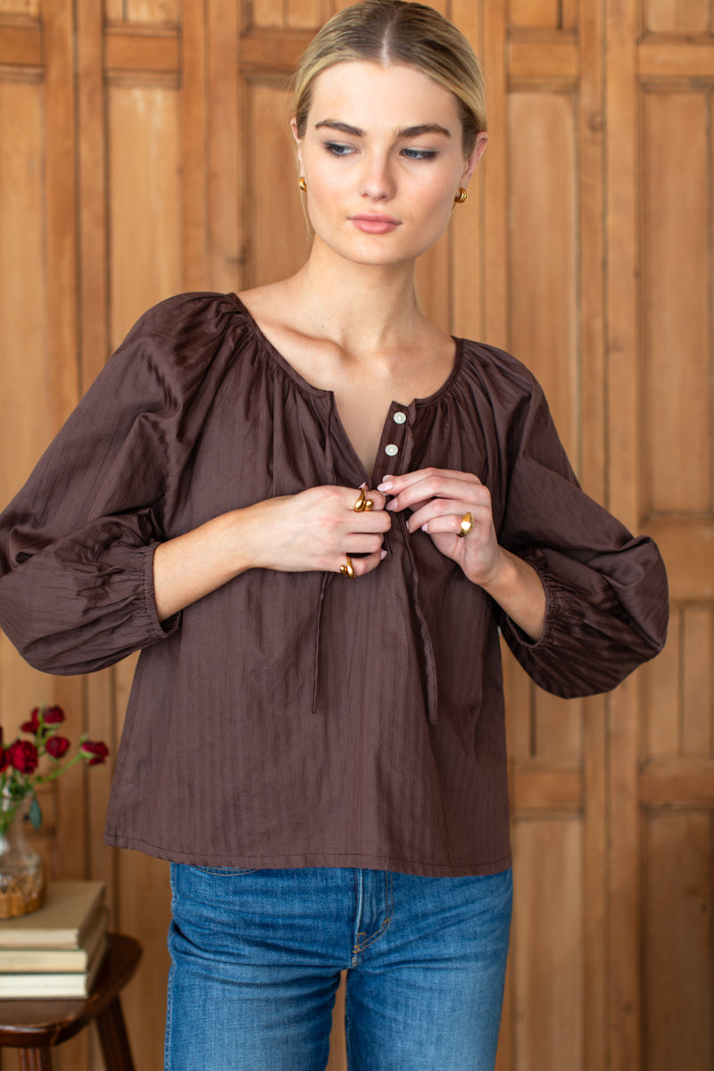 Lucy Blouse 3 - Vintage Chestnut Stripe