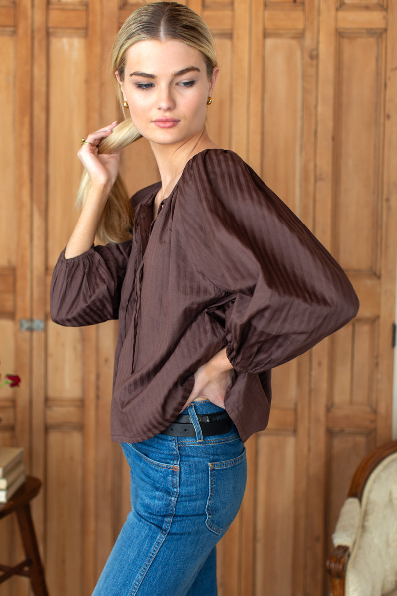 Lucy Blouse 3 - Vintage Chestnut Stripe