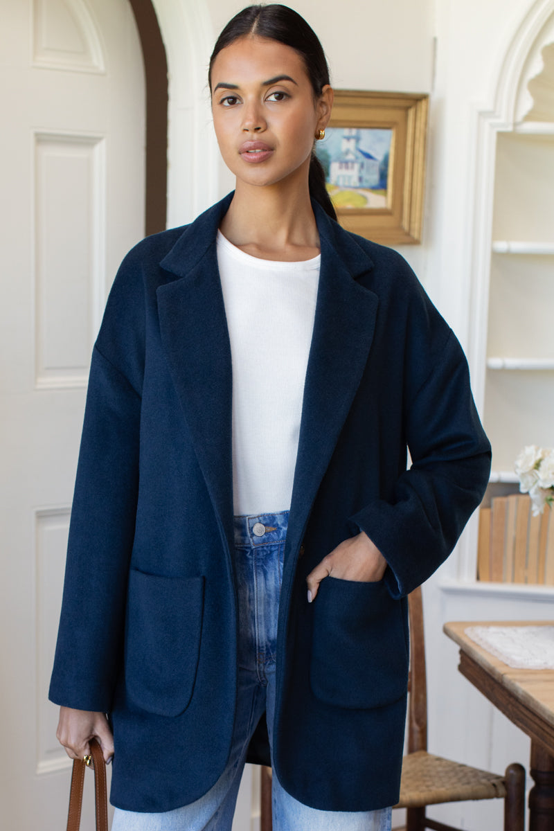 Relaxed Car Coat - Tourmaline Cashmere Wool