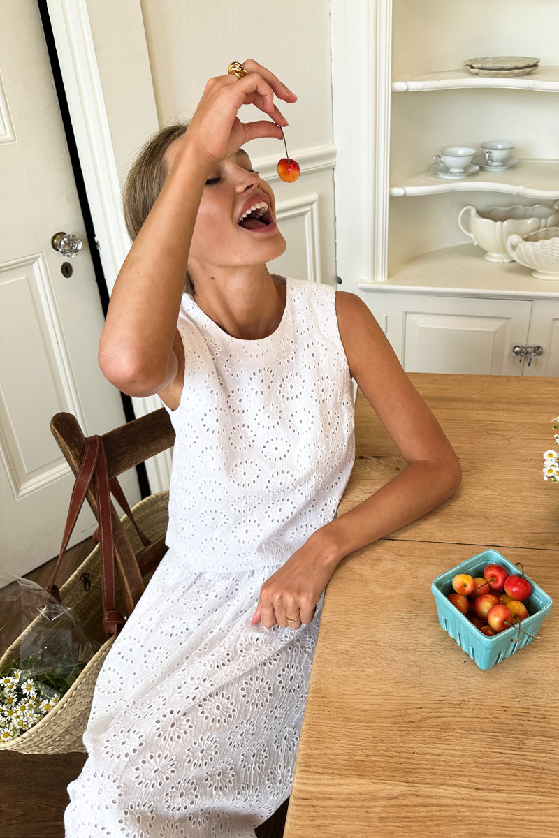 Studio Boxy Top - Salt Eyelet