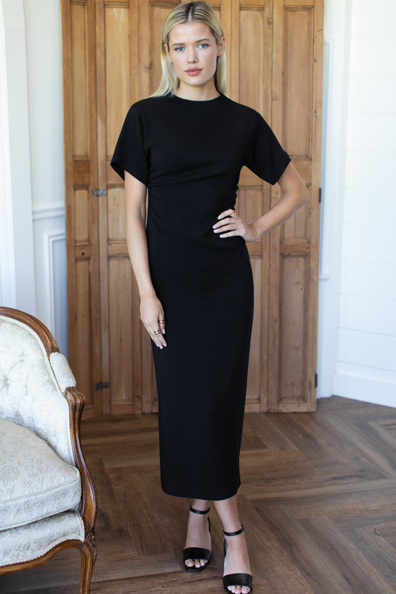 Dolman Ruched Dress - Black Swan