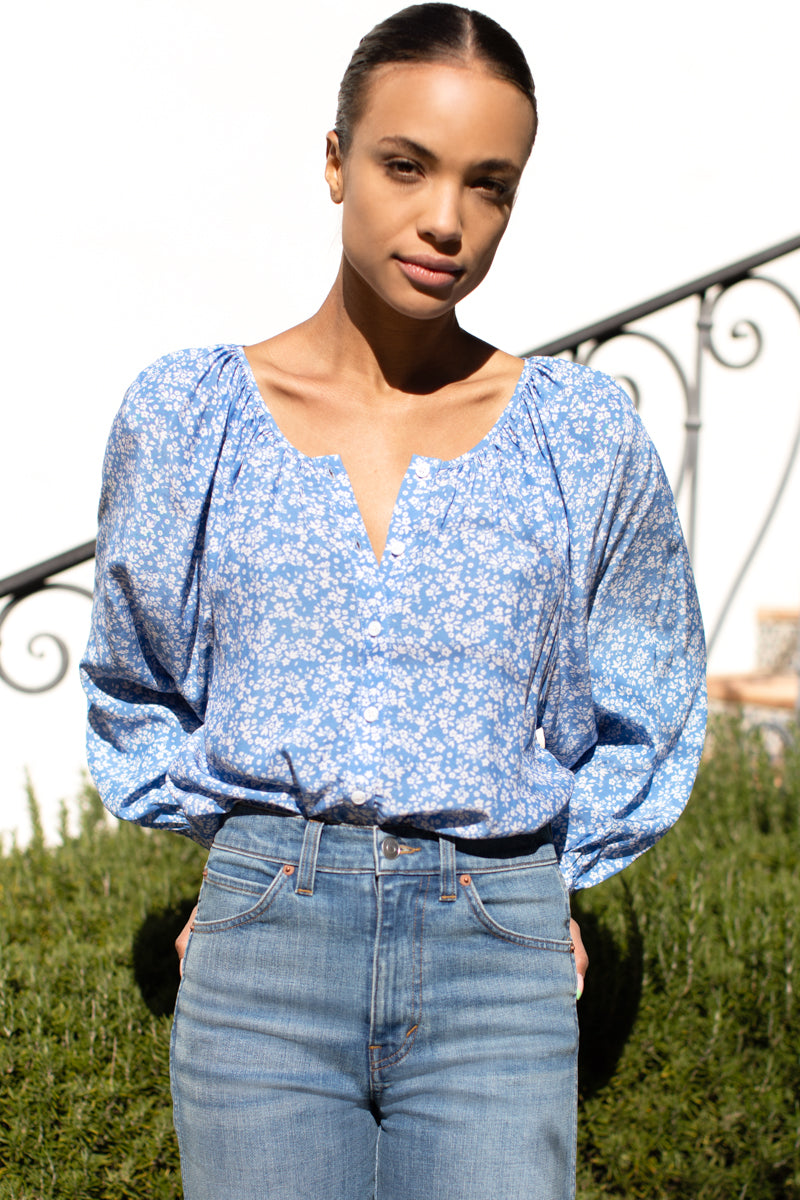 Frances Blouse - Vintage Flowers Blue
