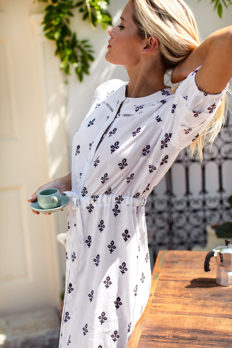 Lucy 4 Short Sleeve Dress - Daughters 2 Blackberry Wine Linen