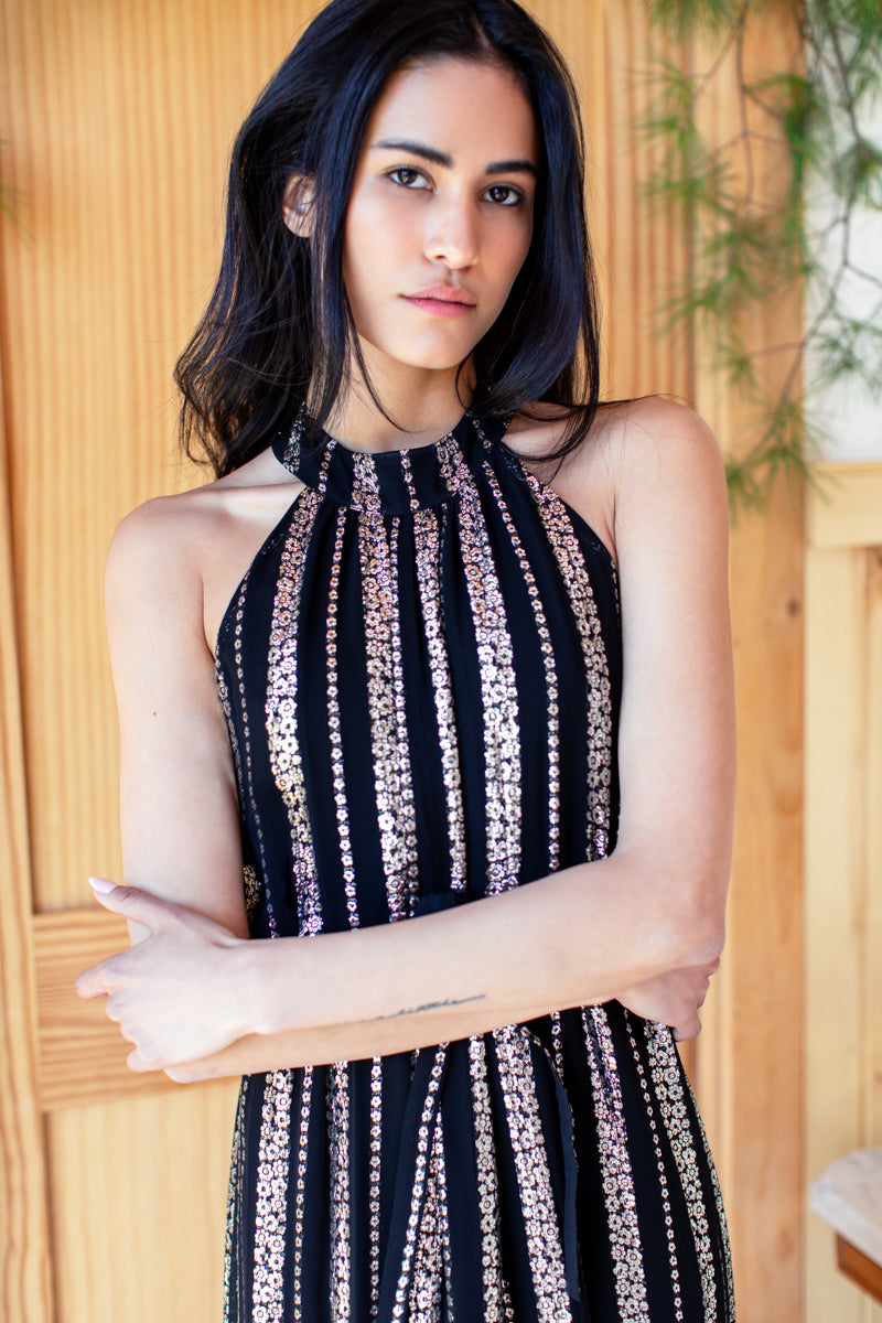 Pandora Maxi Dress - Black Lurex