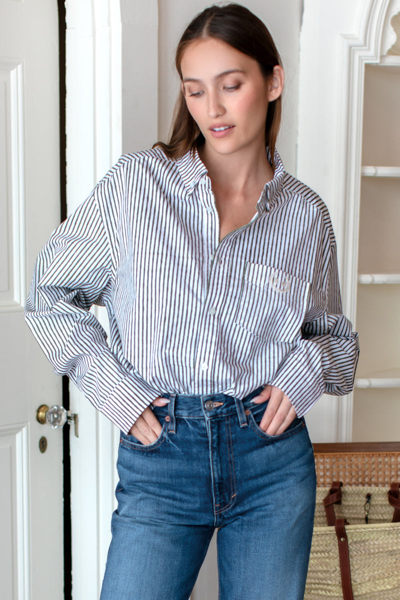 Ryan Shirt - Moss Stripe Poplin