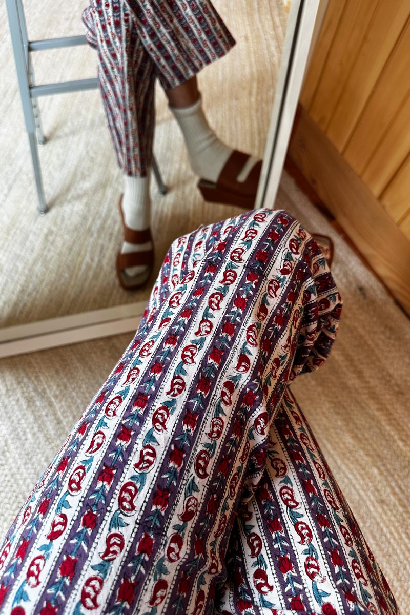 Everyday Pant - Vintage Floral Stripe Organic