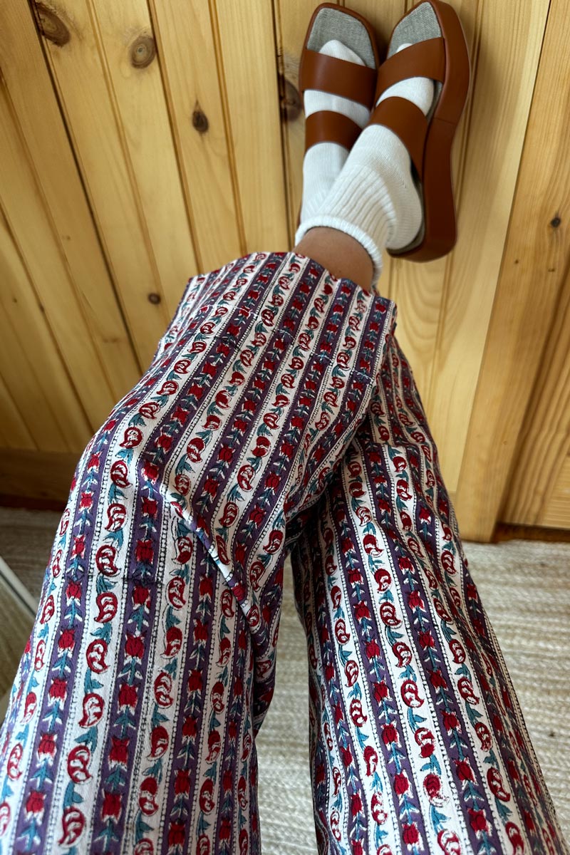 Everyday Pant - Vintage Floral Stripe Organic