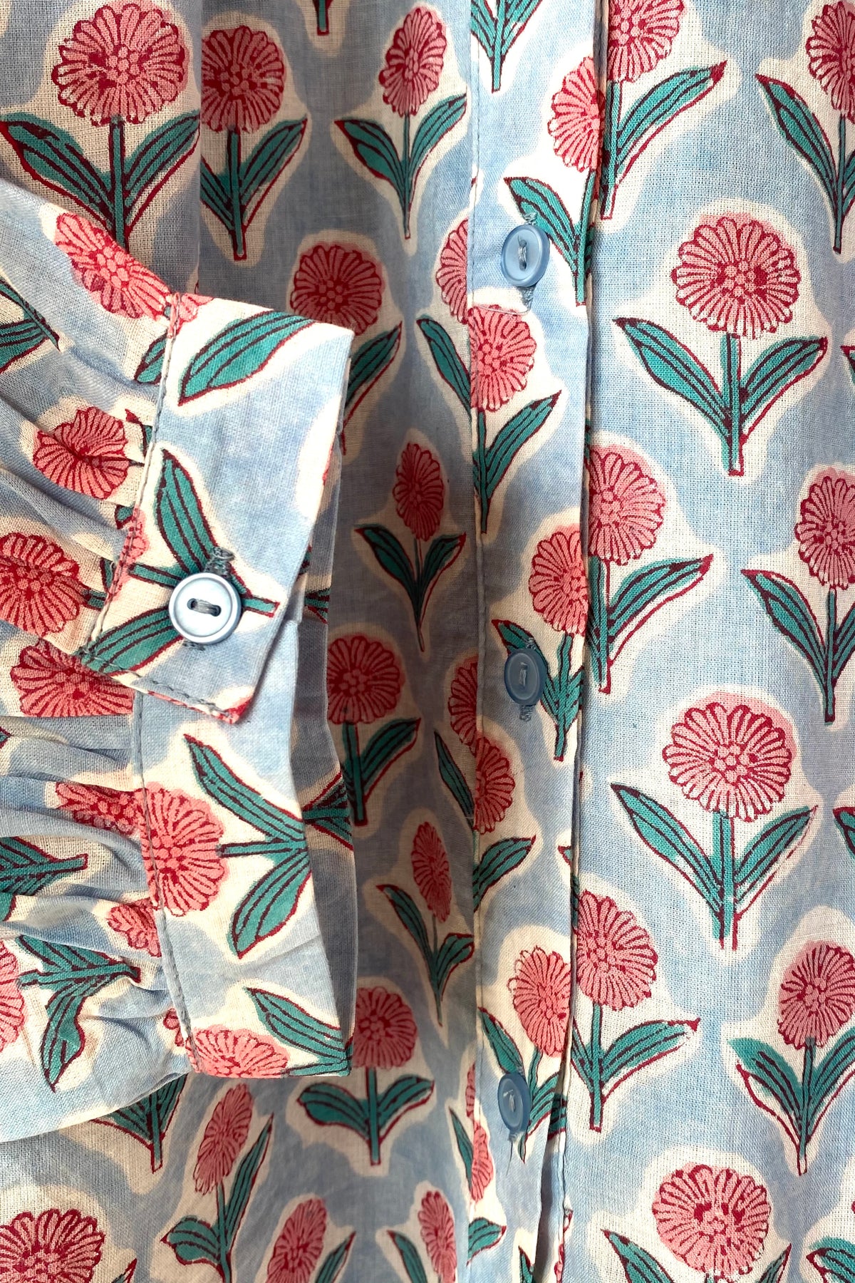 Frances Blouse - Blue + Pink Organic