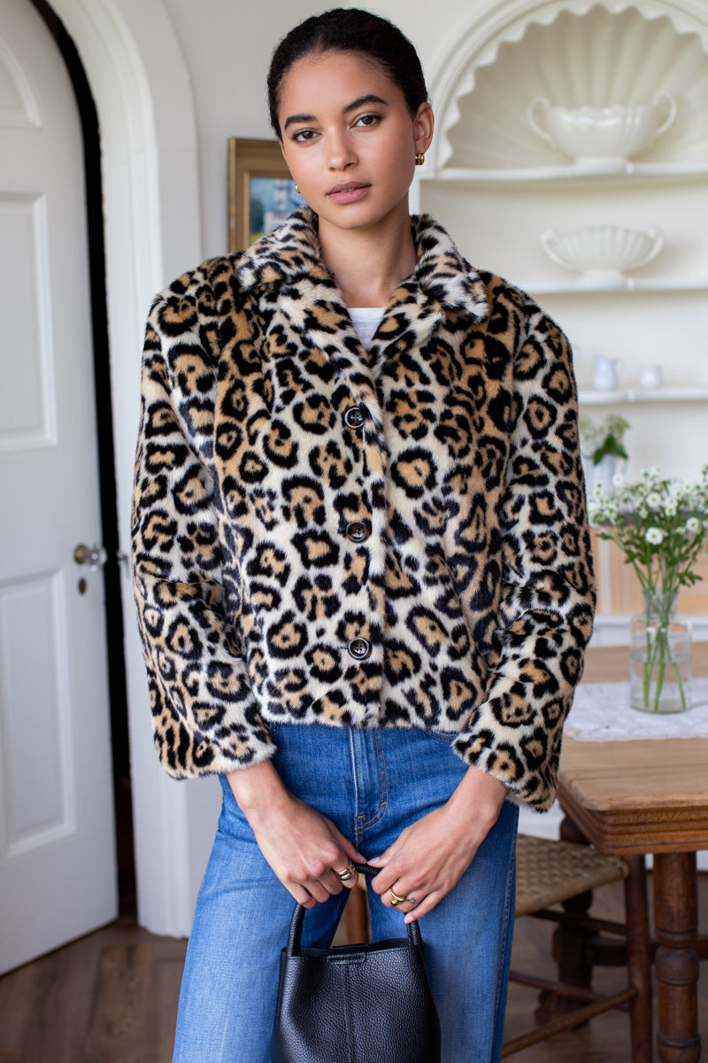 Short 60s Coat - Leopard Fur