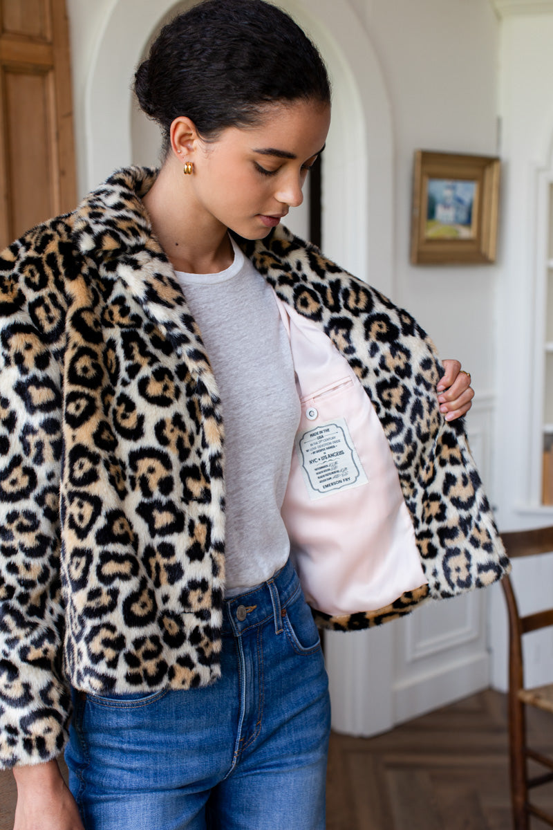 Short 60s Coat - Leopard Fur