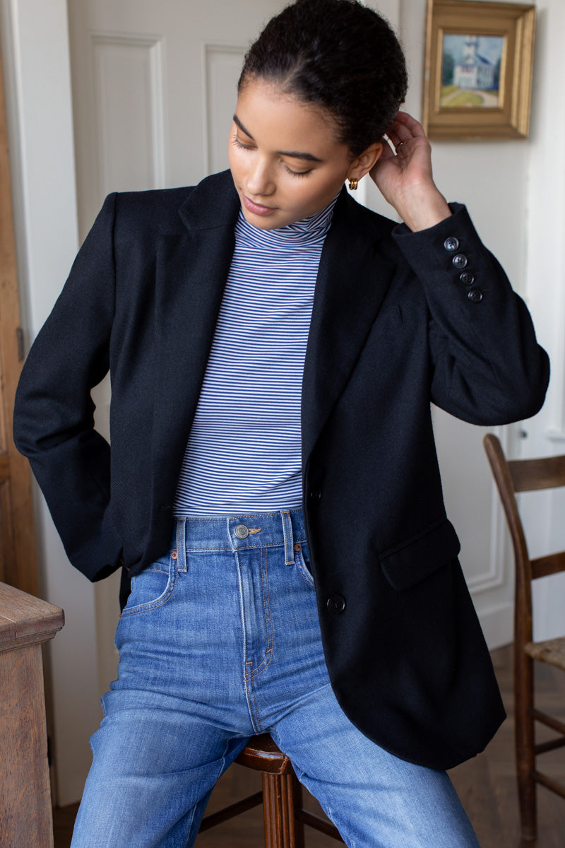 Little Turtleneck - Twilight + White Stripe Organic