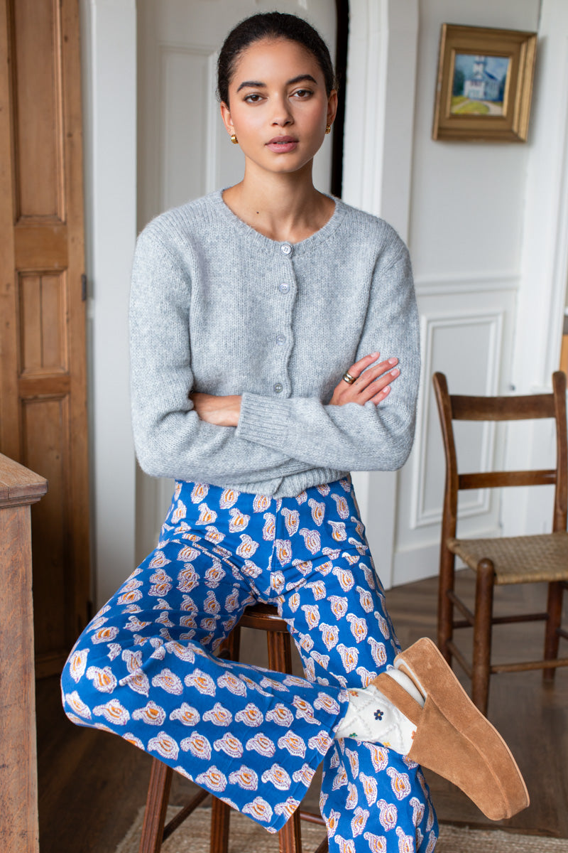 Everyday Pant - Blue Paisley Flowers Organic