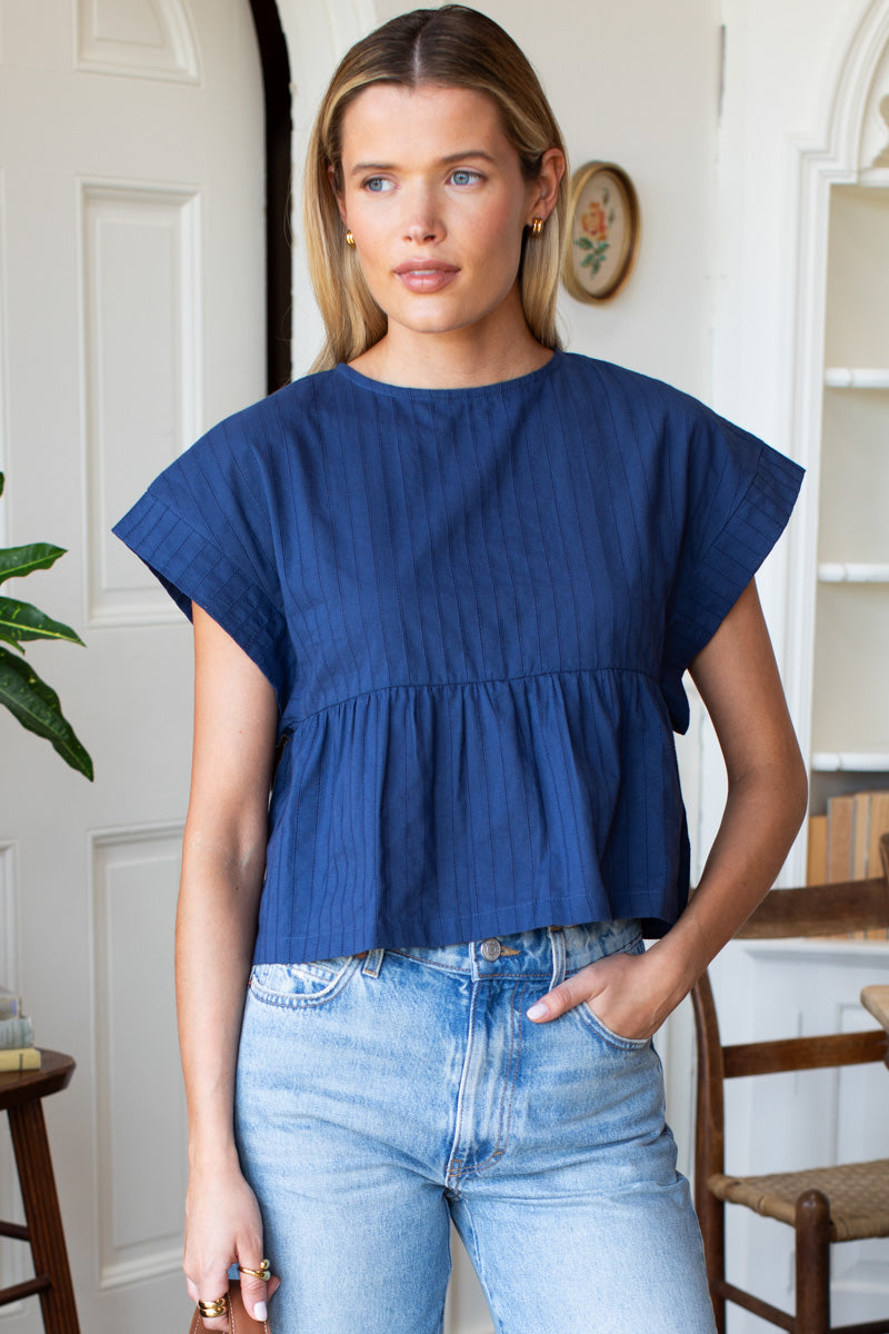 Dolman Peplum Top - Blue Indigo