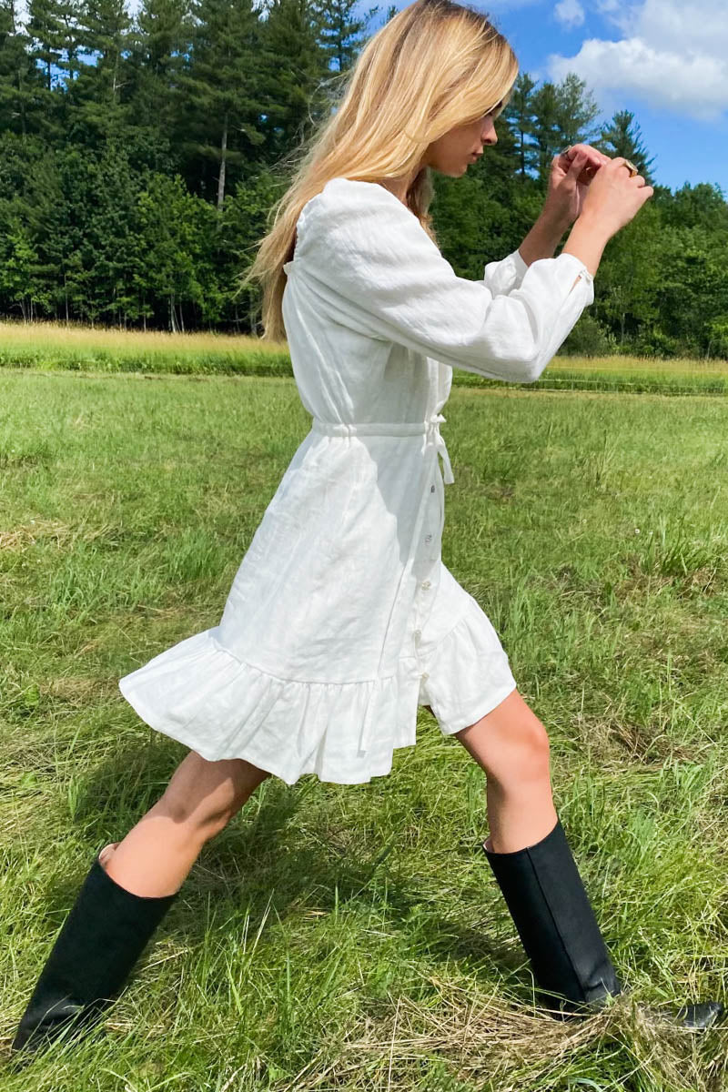 Frances Mini Dress - Oyster Linen