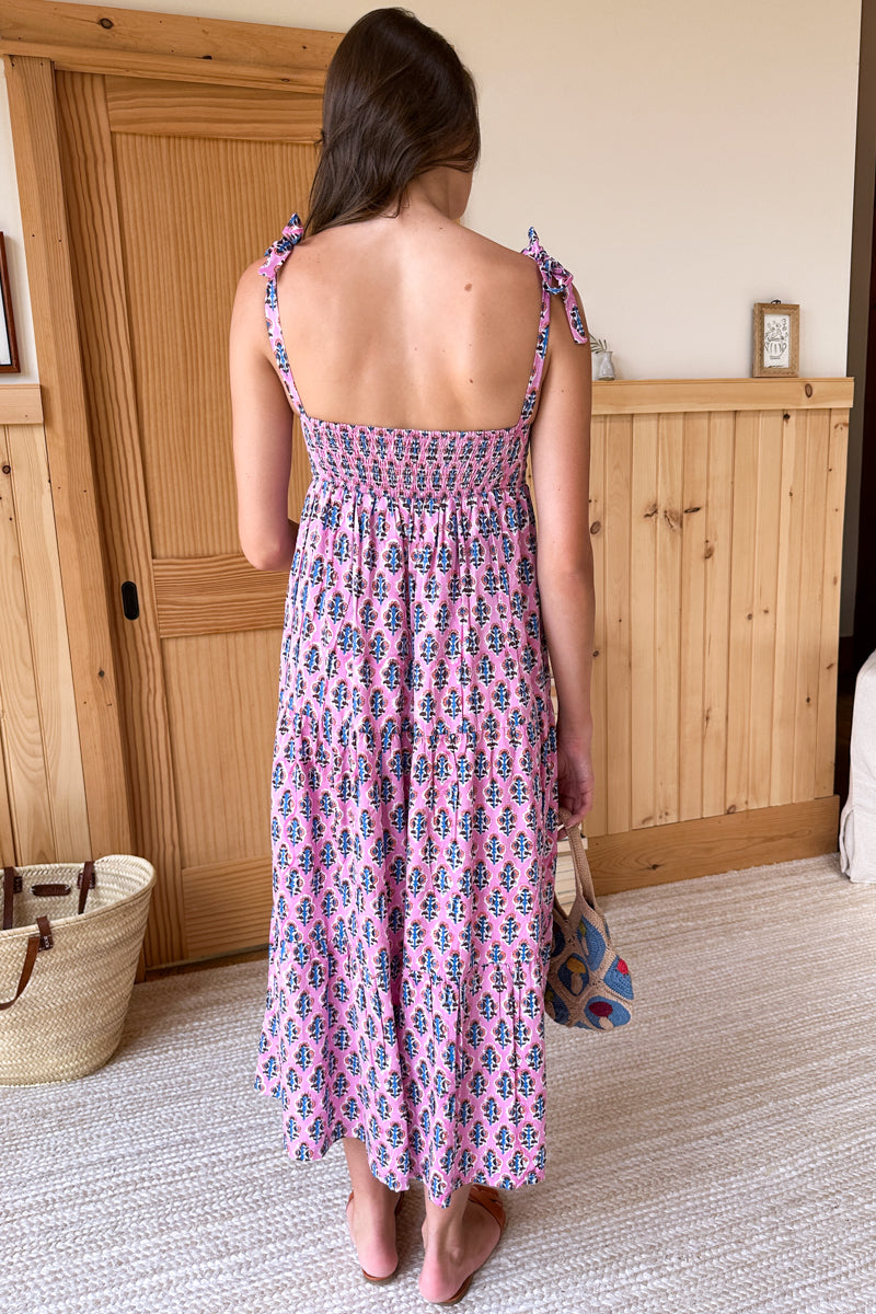 Sara Tier Dress - Day Flowers Aurora Pink