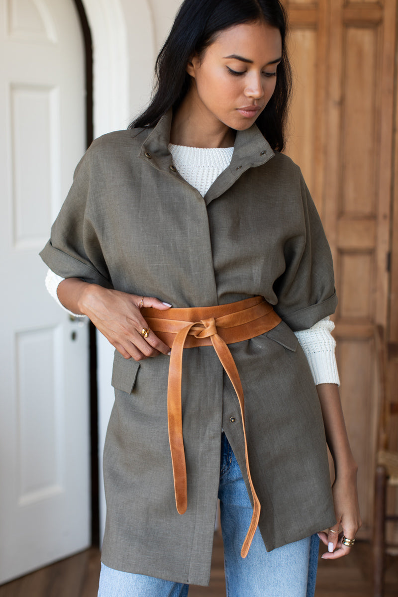 Leather Wrap Belt - Camel