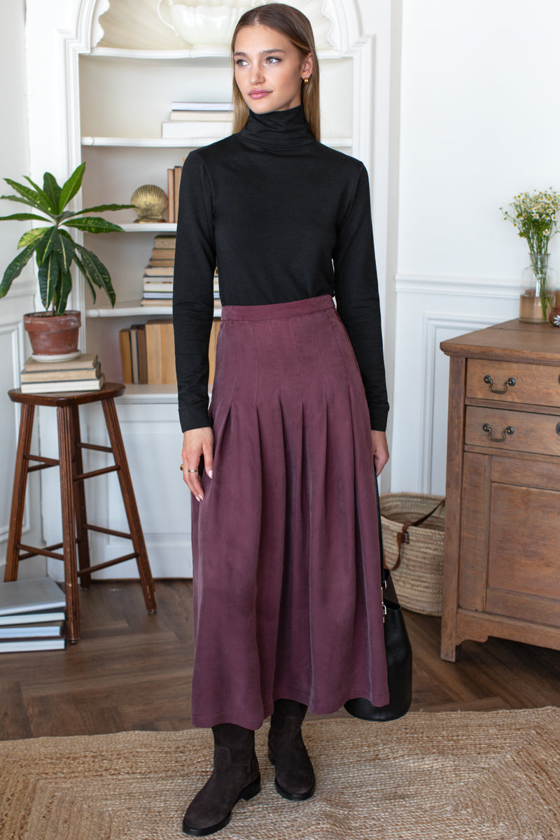 Atelier Pleated Maxi Skirt - Bitter Chocolate