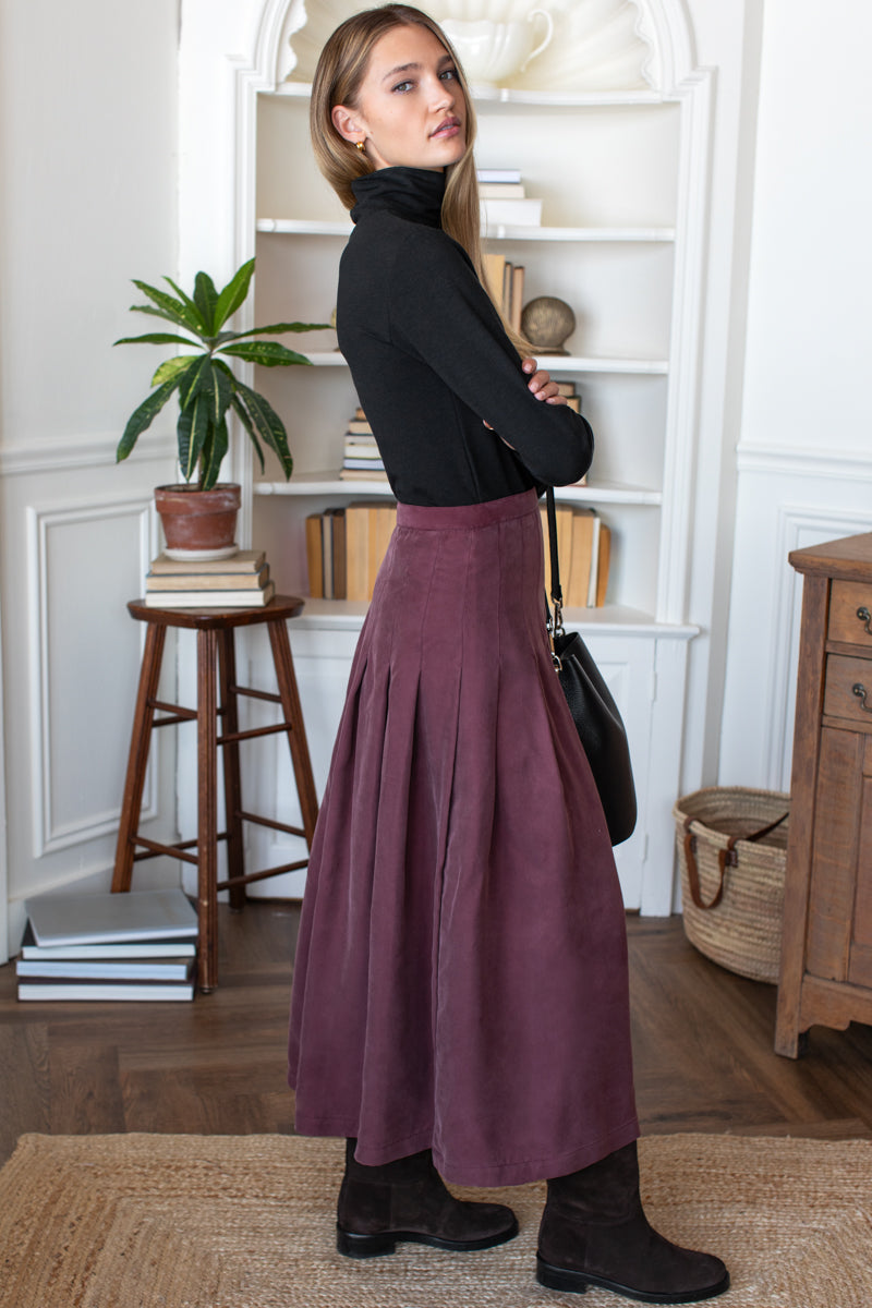 Atelier Pleated Maxi Skirt - Bitter Chocolate