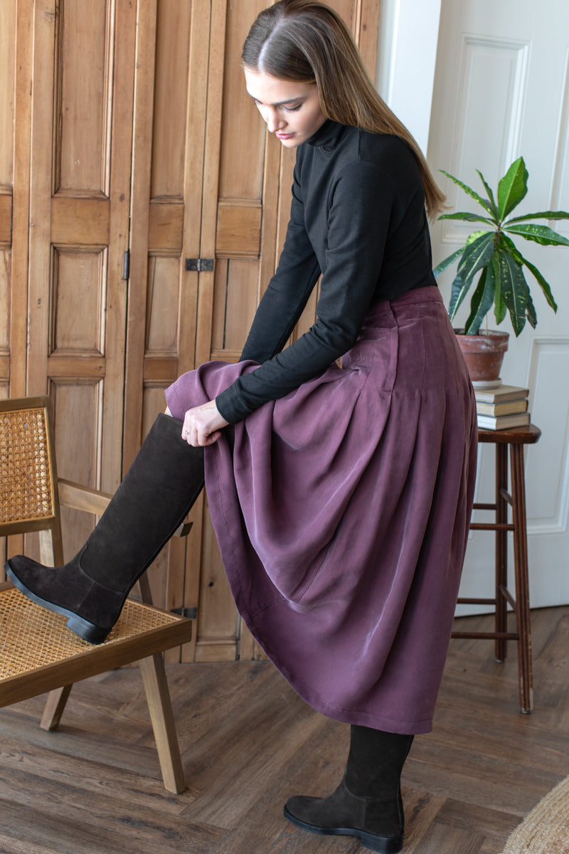 Atelier Pleated Maxi Skirt - Bitter Chocolate