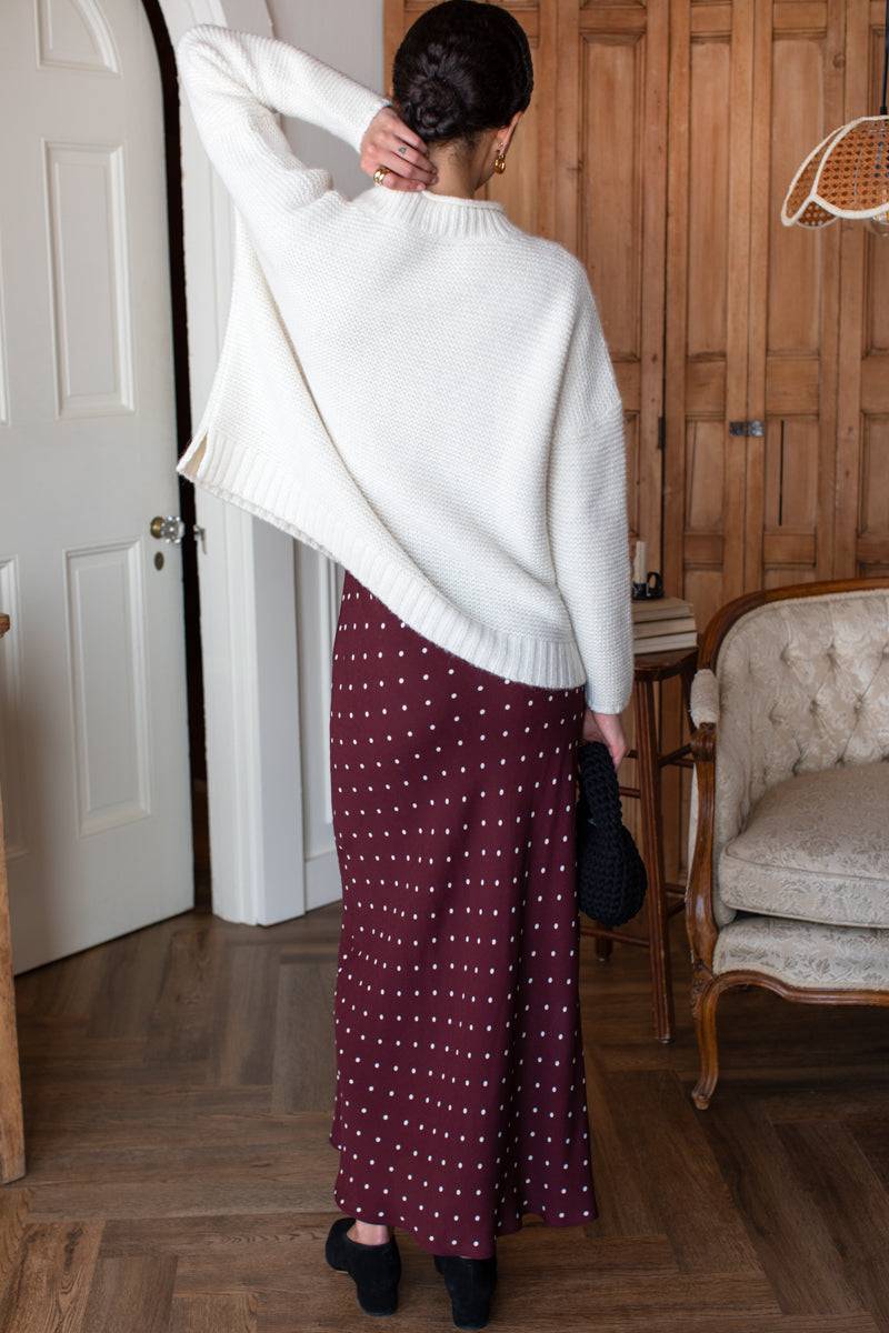 Bias Skirt 2 - Small Dots Tawny Port