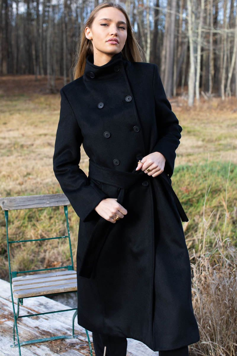 Double Button Coat - Black