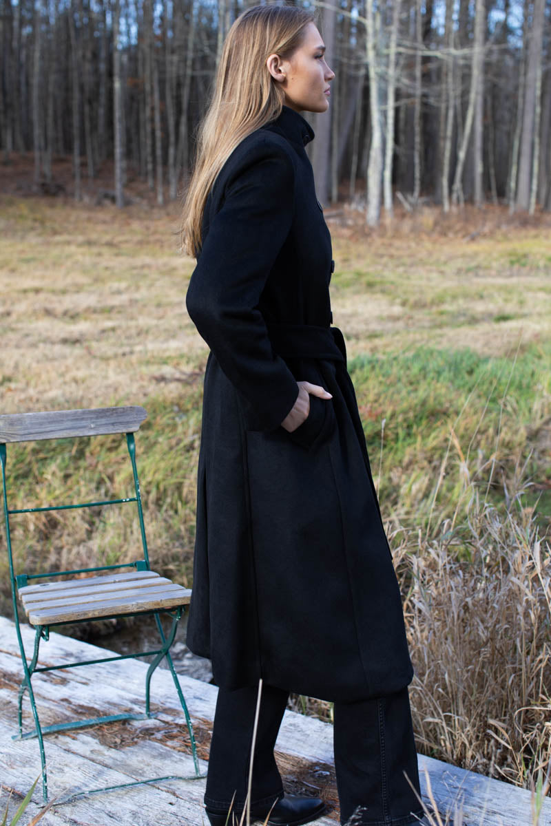 Double Button Coat - Black