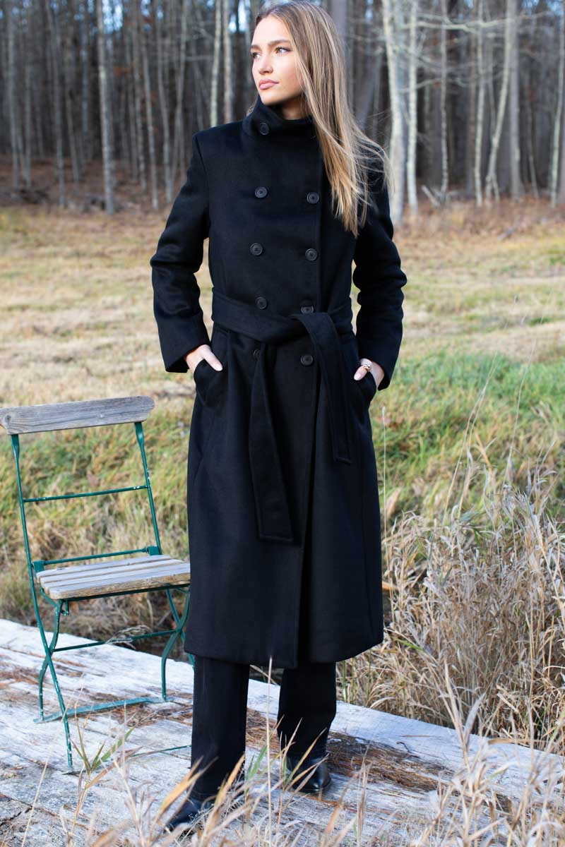 Double Button Coat - Black