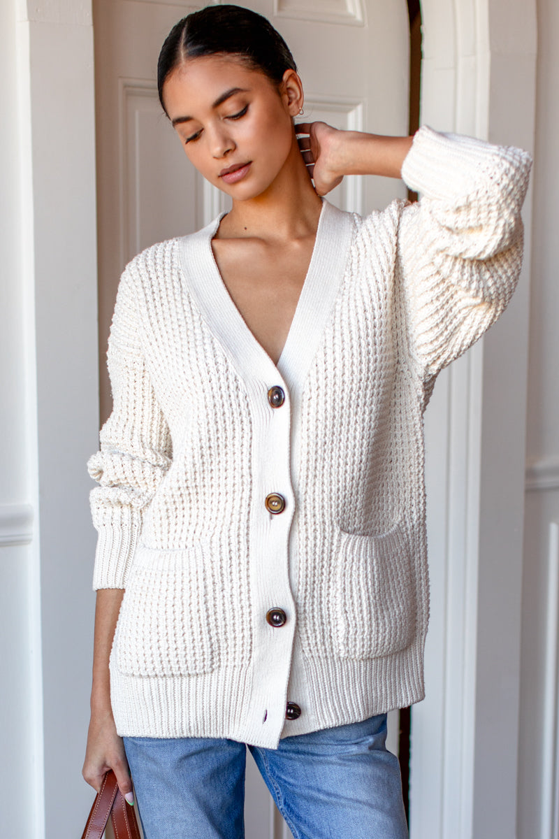 Cozy Cotton Cardigan - Ivory Tanguis