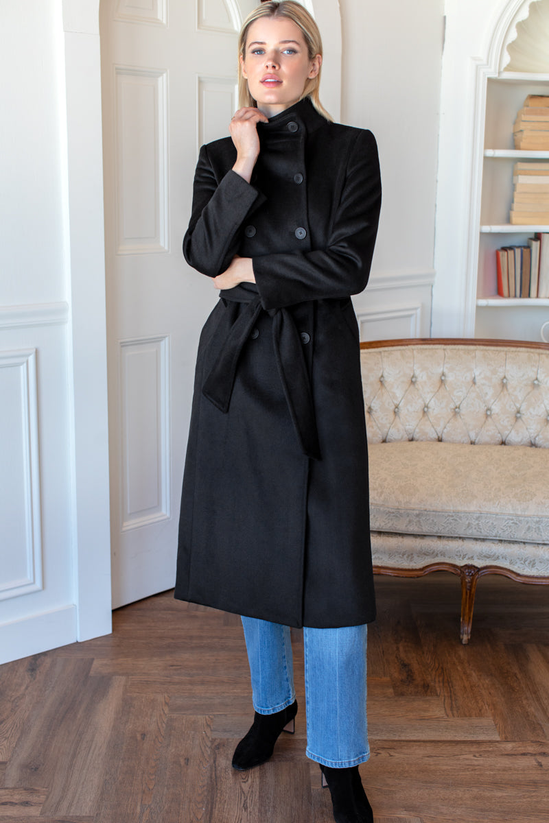 Double Button Coat - Black