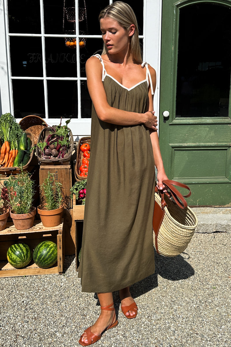 Trapeze Dress - Martini Olive + Arctic Wolf Colorblock