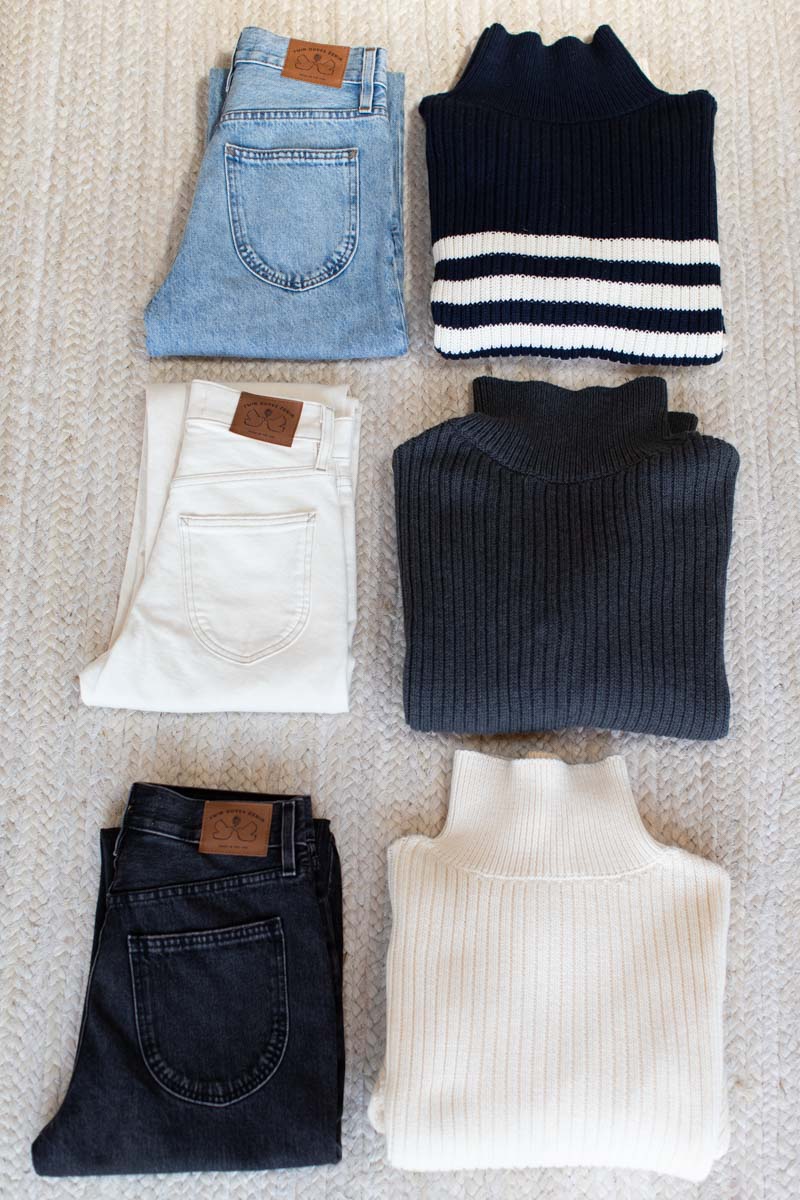Carolyn Funnel Neck Sweater - Navy Colorblock Stripe Organic