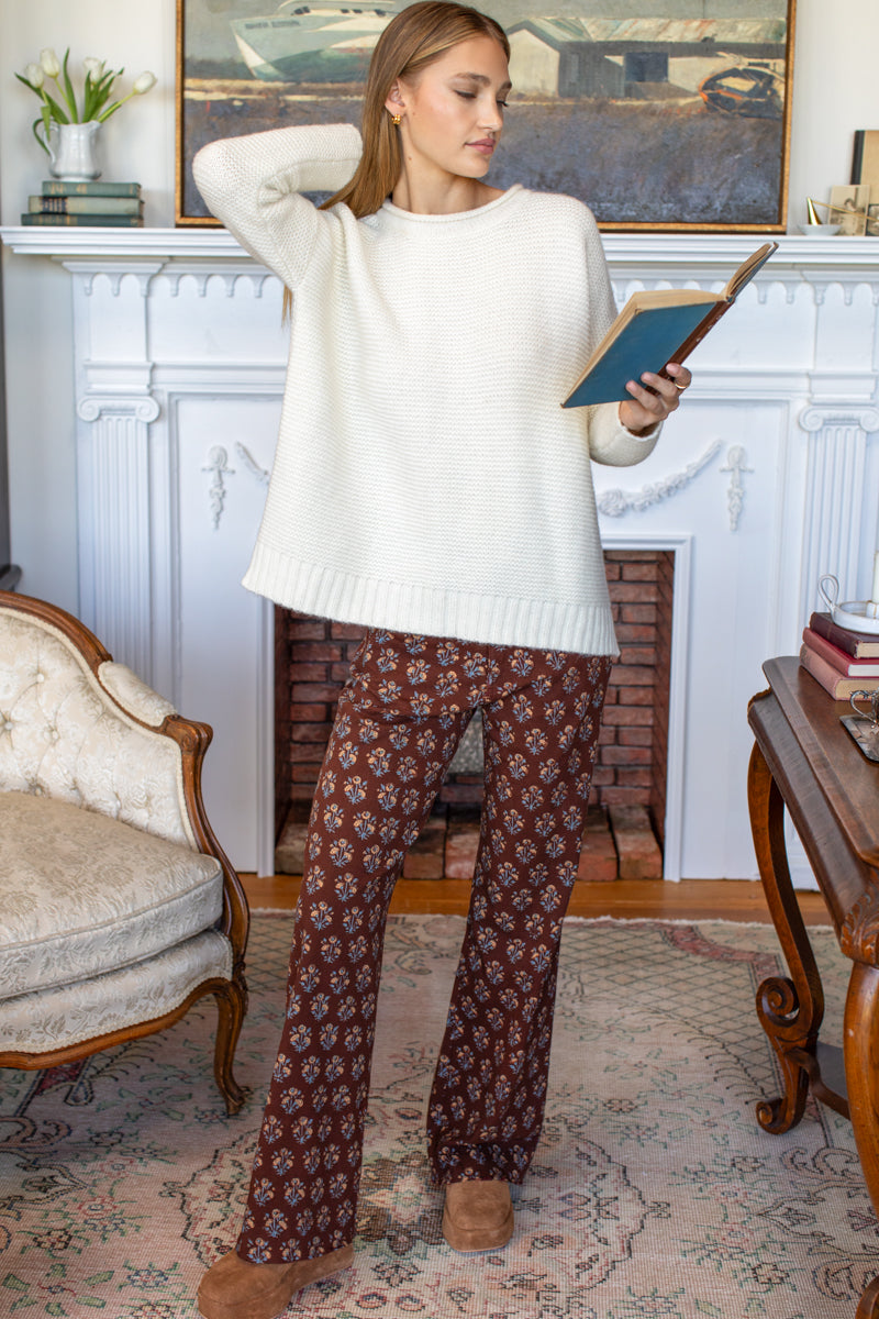 Everyday Pant - Library Flowers Cocoa Organic