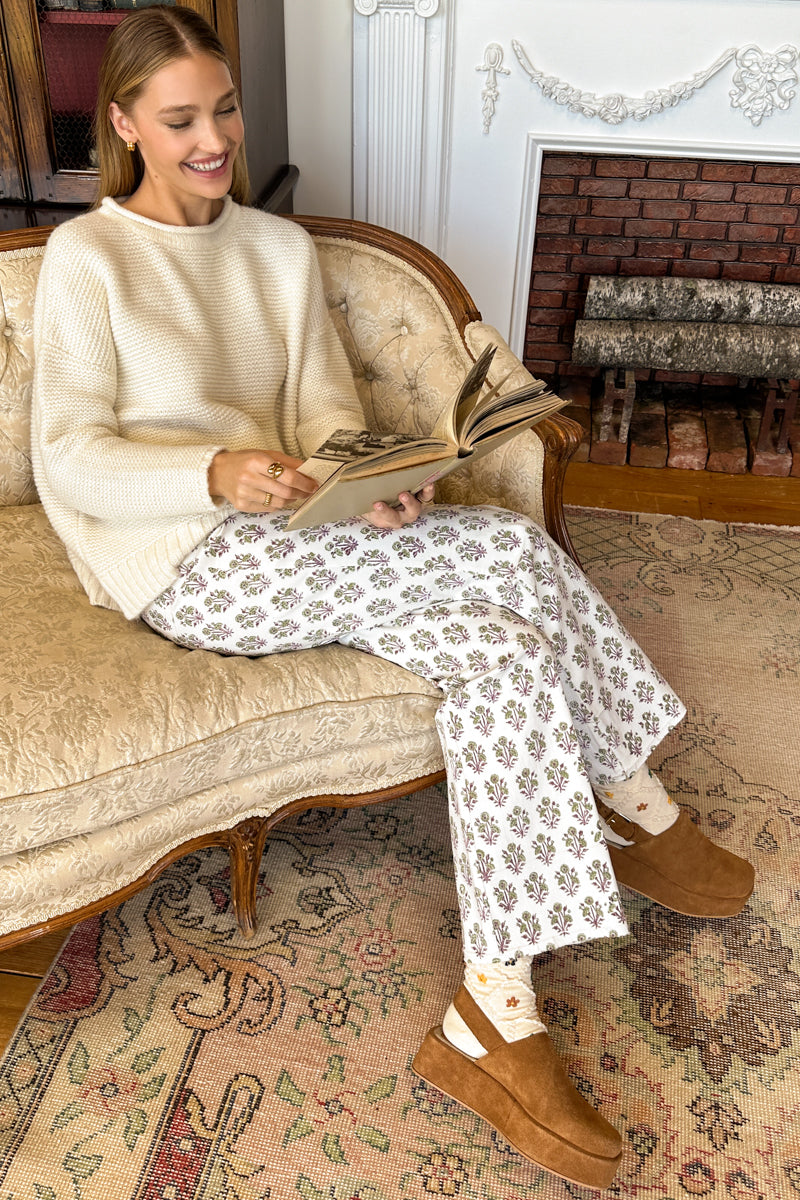 Everyday Pant - Library Flowers Parchment