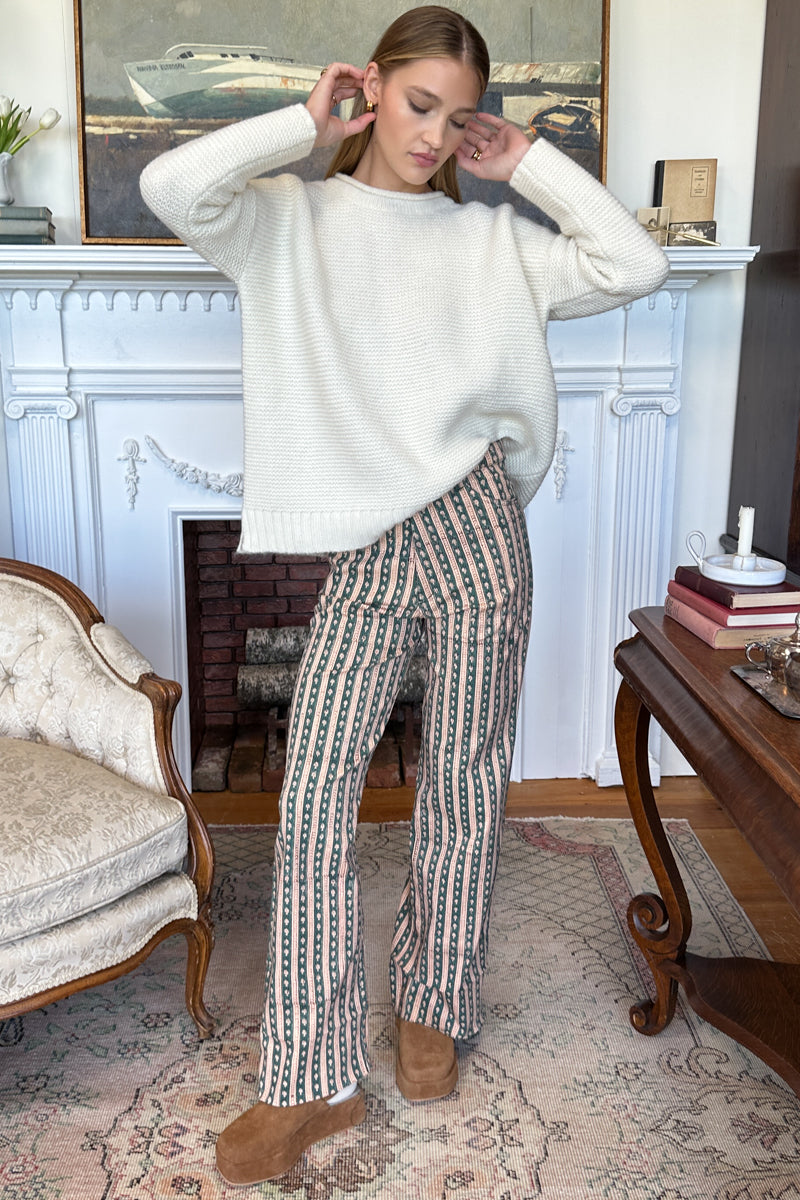 Everyday Pant - Vintage Floral Stripe Pine