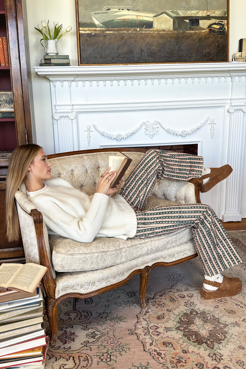 Everyday Pant - Vintage Floral Stripe Pine