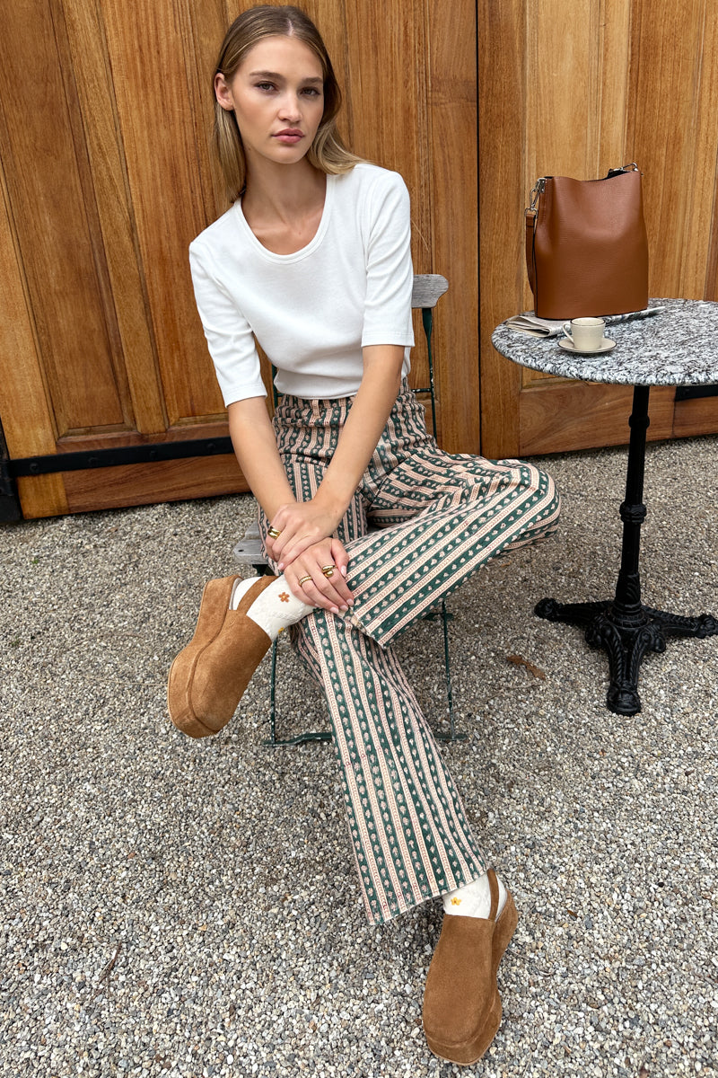 Everyday Pant - Vintage Floral Stripe Pine