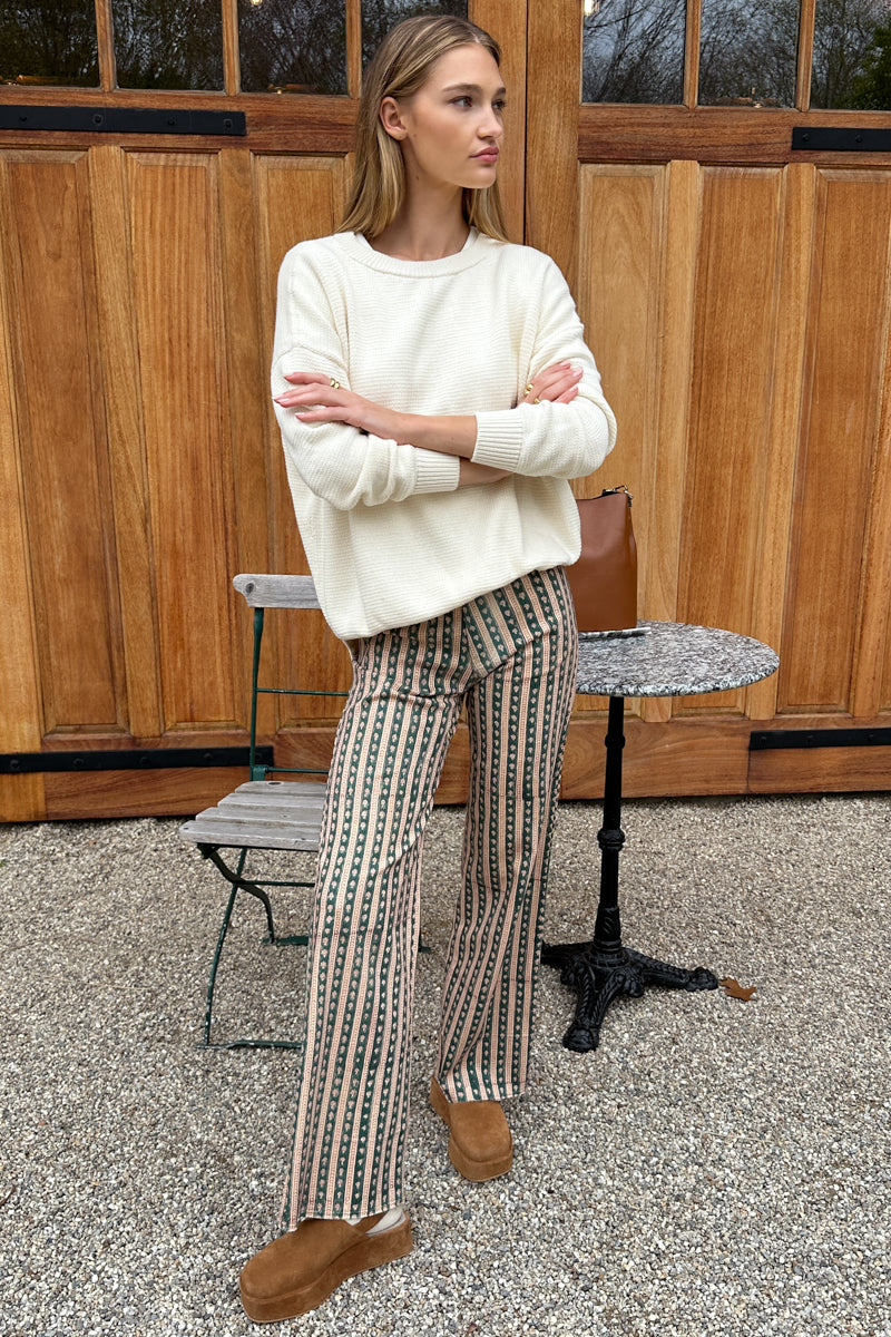 Everyday Pant - Vintage Floral Stripe Pine