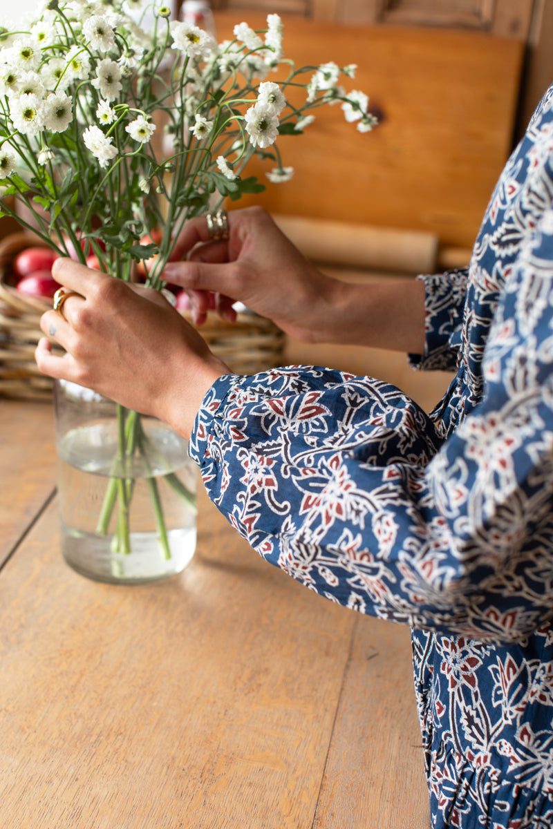 Frances 4 Basque Dress - Artisan Flower Vines Organic