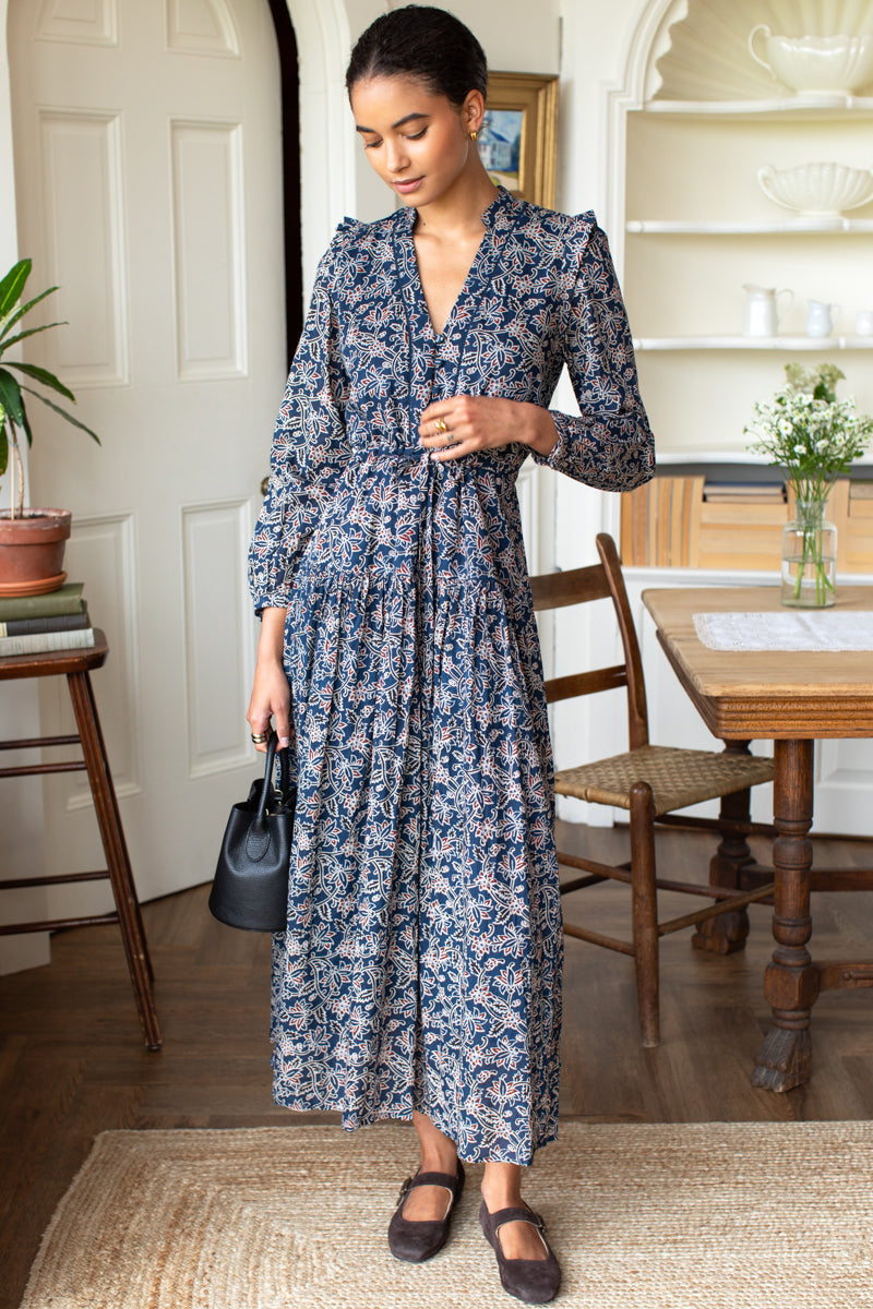 Frances 4 Basque Dress - Artisan Flower Vines Organic