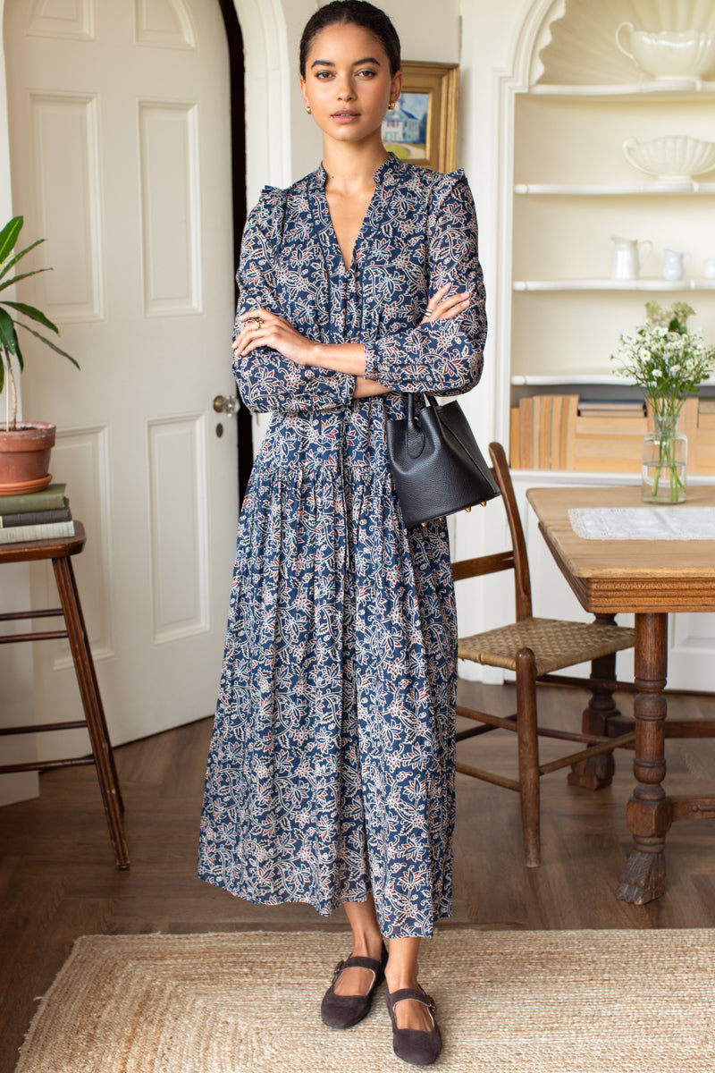 Frances 4 Basque Dress - Artisan Flower Vines Organic