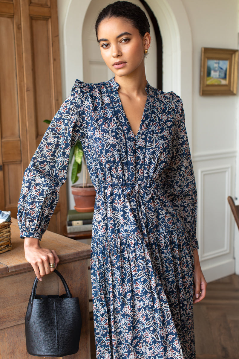 Frances 4 Basque Dress - Artisan Flower Vines Organic