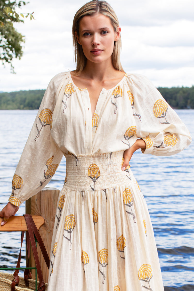 Frances Blouse - Fan Flowers Marigold