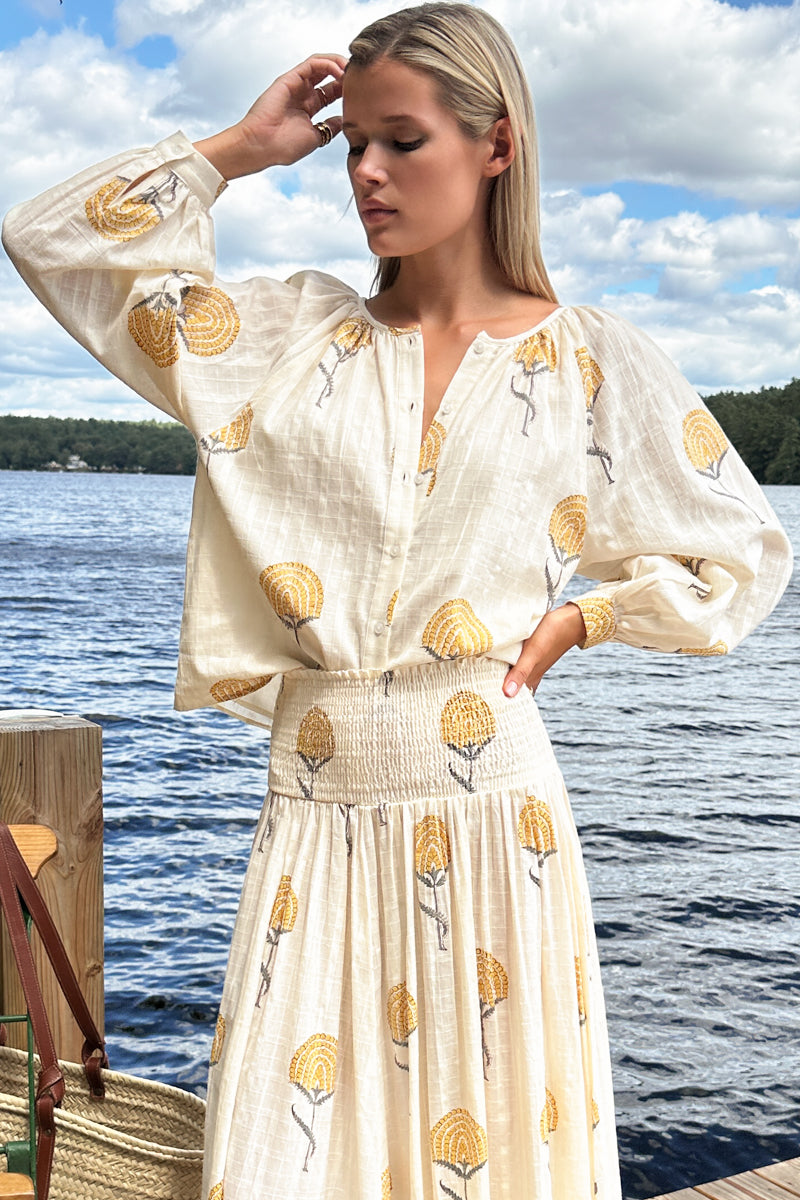 Frances Blouse - Fan Flowers Marigold