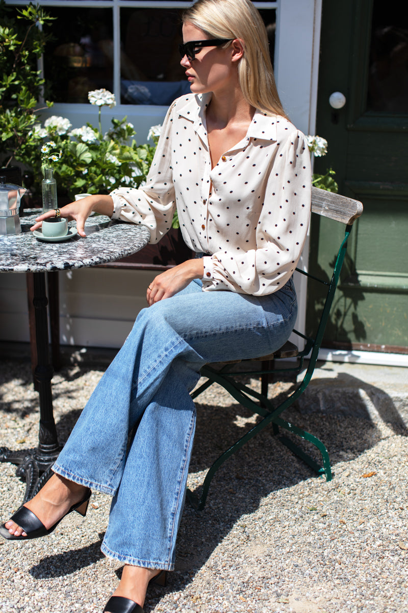 Frankie Blouse - Small Dots Ivory + Black
