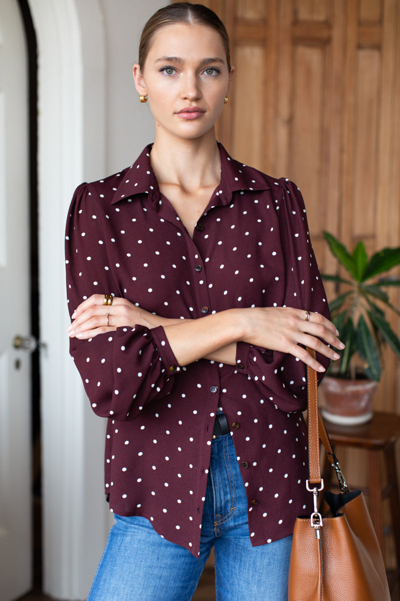 Frankie Blouse - Small Dots Tawny Port